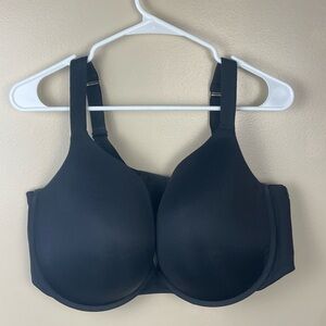 NWOT Cacique Lane Bryant Women's Black Satin Padded Boost Plunge Bra 46DDD